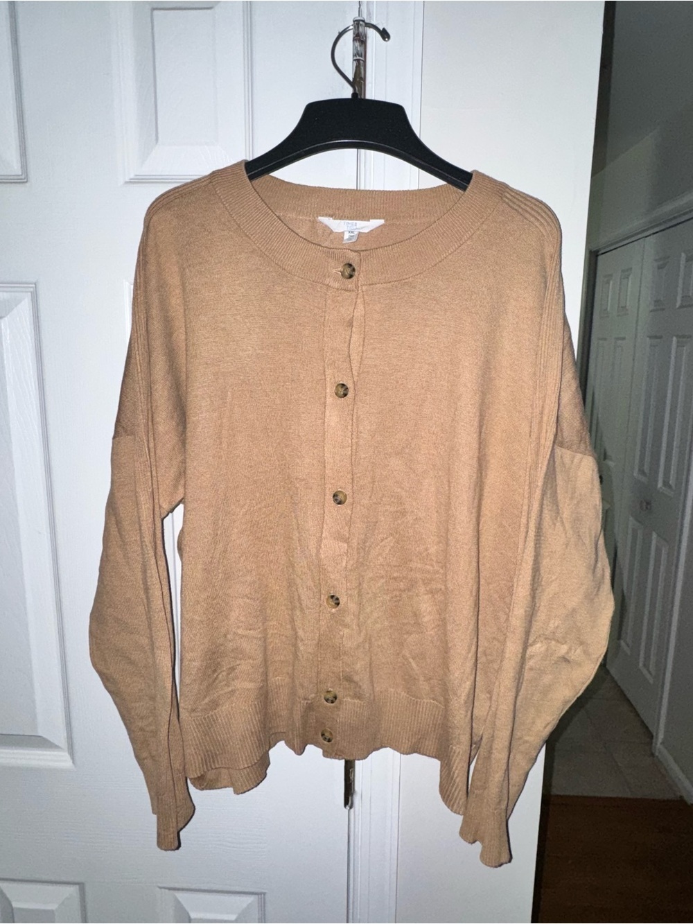 Time and Tru Women's Button Front Cardigan Sweater Camel Tan XXL (20) NWOT